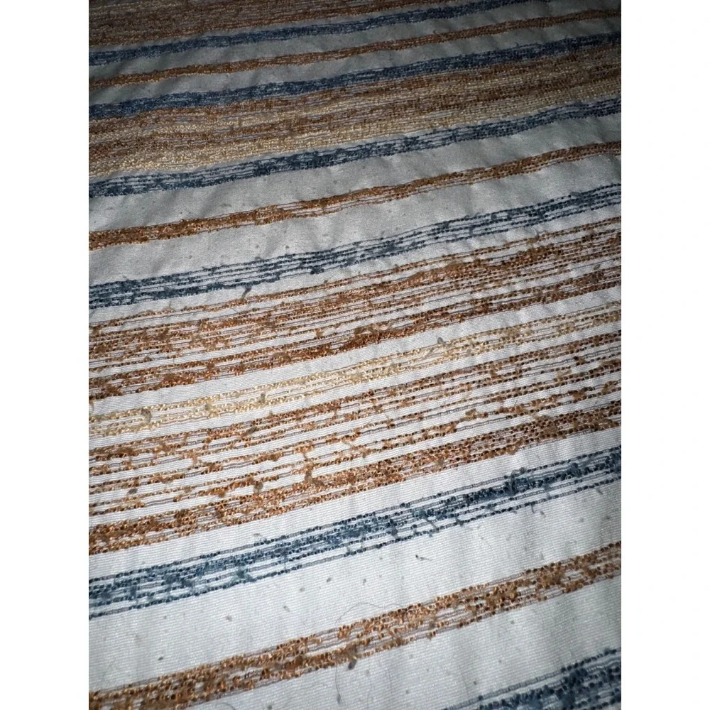 King Bedding Set Comforter Flat Sheet Pillowcases Brown Blue Stripe Rustic 7pc